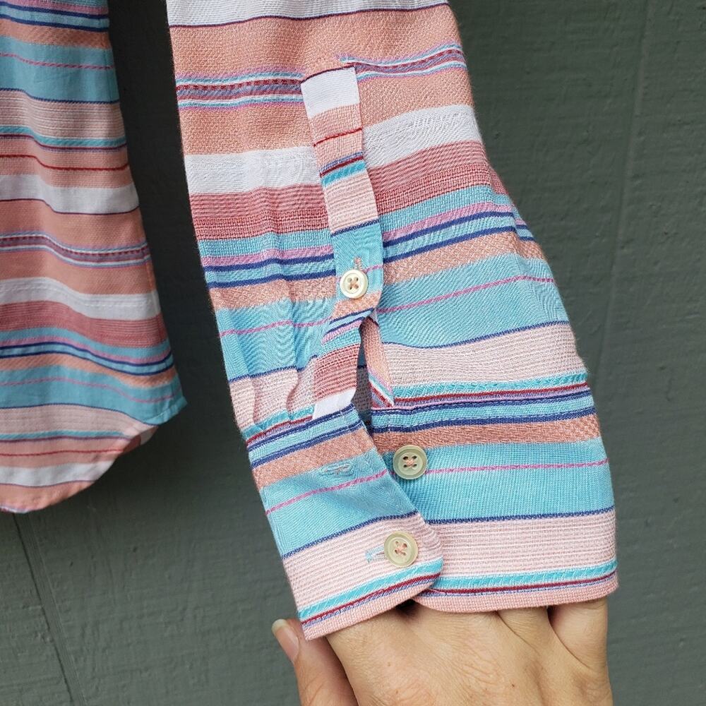 Talbots Multicolor Stripe Xs Button Down Shirt New - image 5